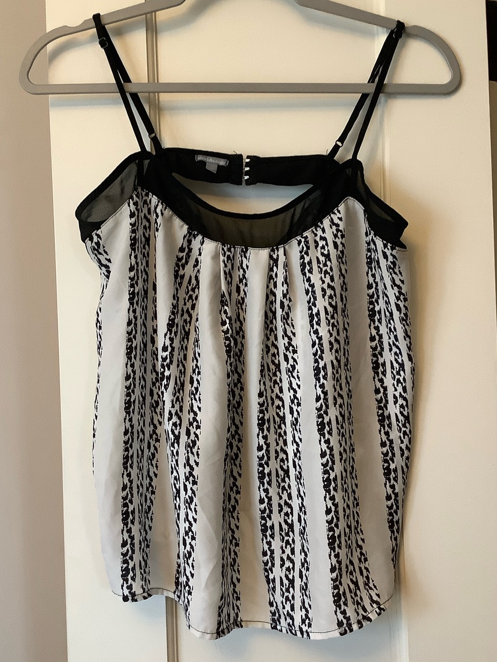 Charlotte Russe Black and White Striped Chiffon Cami
